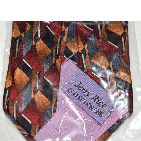 NIP Jerry Rice Collection "Jimmy" 100% Silk Trendy Geo Design Snazzy Tie - Picture 3 of 4